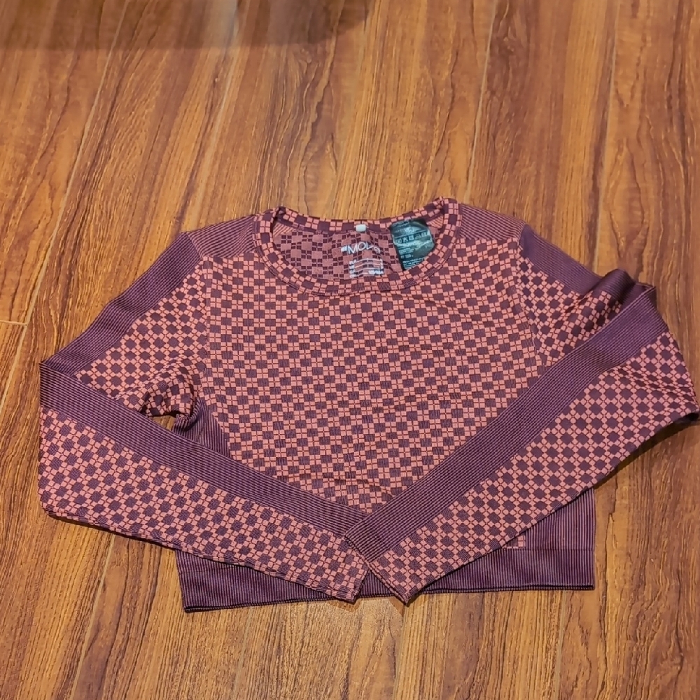 H&M Move Purple Checkered Crop Top Size Small